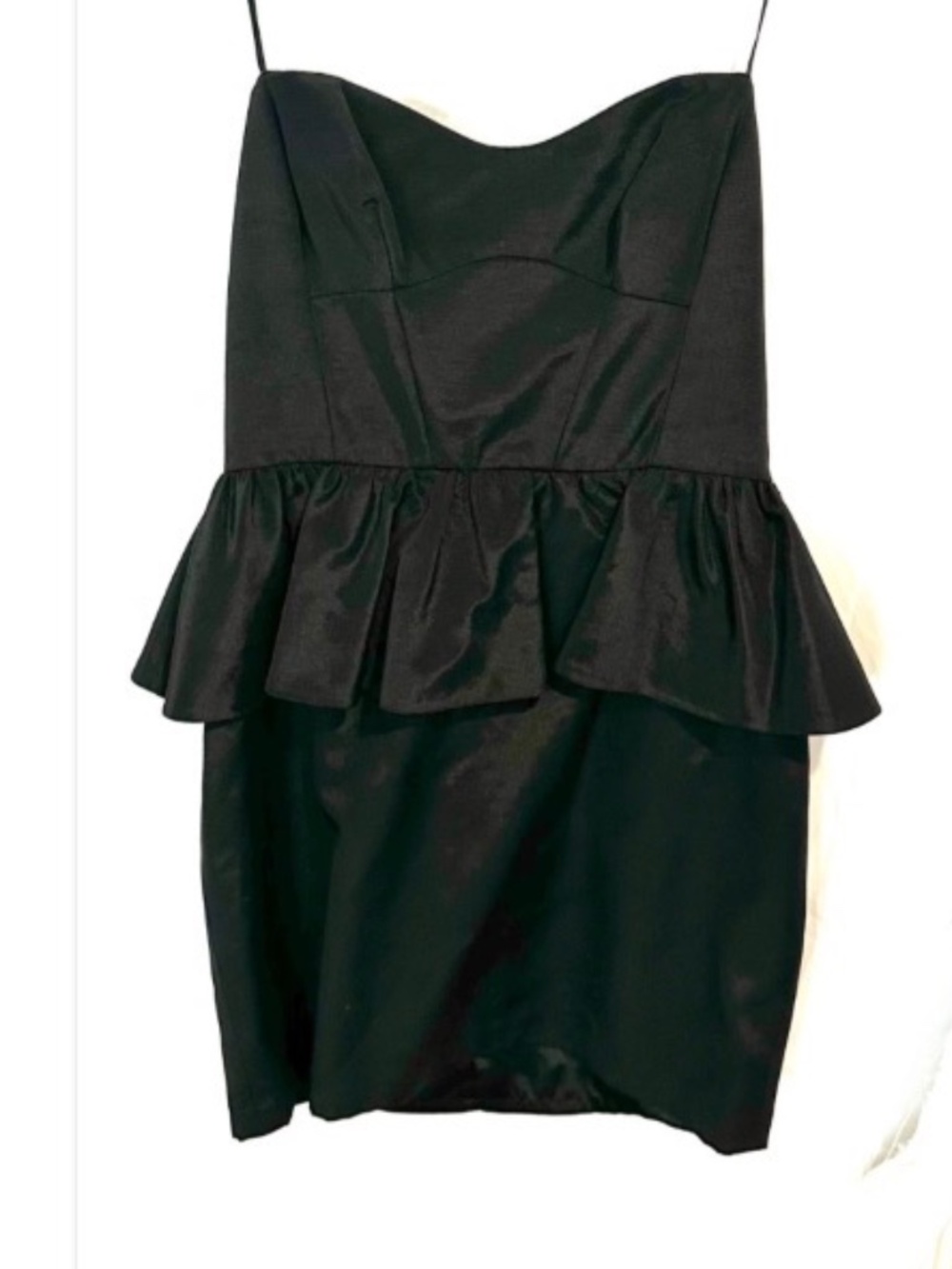 ABS by Alan Schwartz SZ 10 Black Peplum Cocktail Dress Sweetheart Neckline